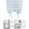 thumbnail image 6 of Blue Striped Tie Up Curtains for Window, Thermal Insulated Balloon Shade Adjustable Rod Pocket Curtains Valance Panels for Kitchen Bathroom Cafe 52 x 45 Farmhouse Stripe Modern Abstract Art, 6 of 6