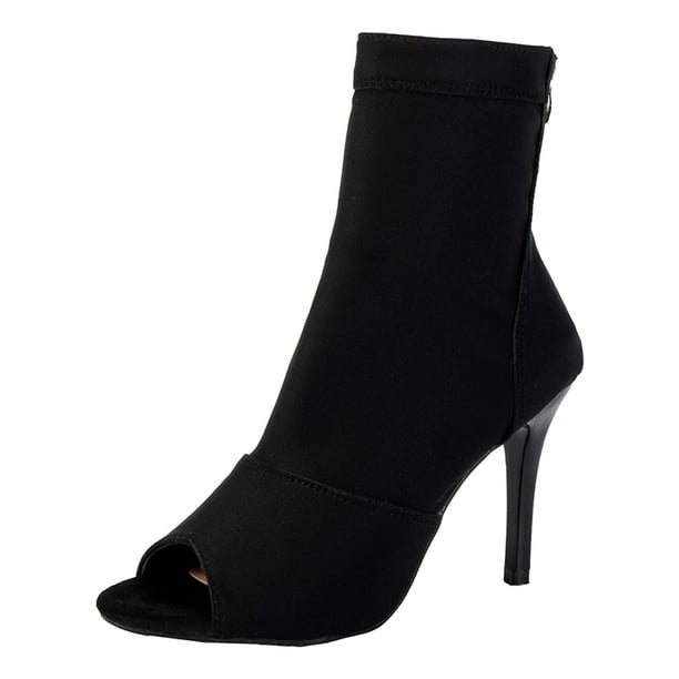 NECHOLOGY Botas Mujer Adulto Femenino Zapatos Botines de mujer Zapatos de mujer Botas de de pescado de moda Botas de de pescado de punta abierta transpirables de tacón (Black, 8.5)