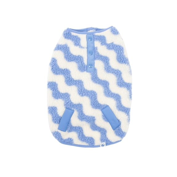 Oodles Wavy Stripes Fall Sherpa Dog Jacket, Blue, Small