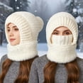 thumbnail image 2 of Yuanlong Womens Hats Winter Knit Thicken Fuzzy Neck Warmer One Piece Beanies Hat Outdoor Windproof Warm 2 In 1 Scarf Cap, 2 of 4
