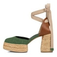 thumbnail image 3 of YDN Women Platform Espadrilles Block Mid Heels Closed Pointed Toe Ankle Wrap Sandals Comfortable Dressy Daily Pumps Size 7 Green, 3 of 4