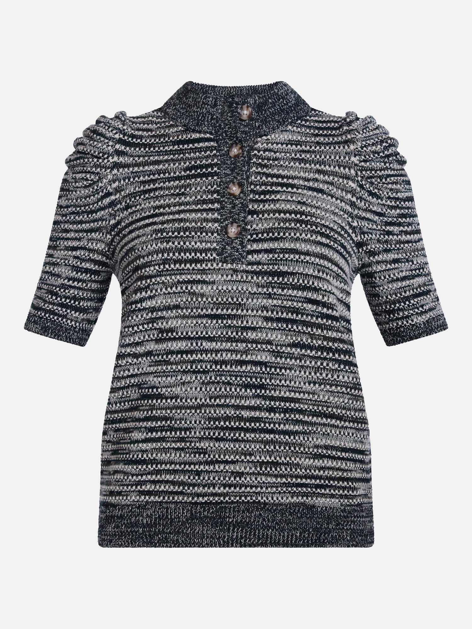 Scenario Women's and Women's Plus Henley Sweater with Puff Sleeves, Lightweight, Sizes XS-4X