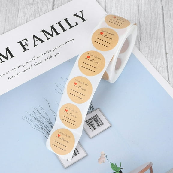Masteelf Round Cookie Bag Labels with Adhesive for Party Favors Handmade Decorative Stickers on Kraft Paper 500pcs