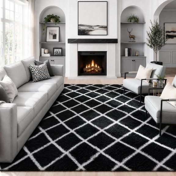 UNTIMATY 8'x10' Area Rugs for Living Room Bedroom, Black & White