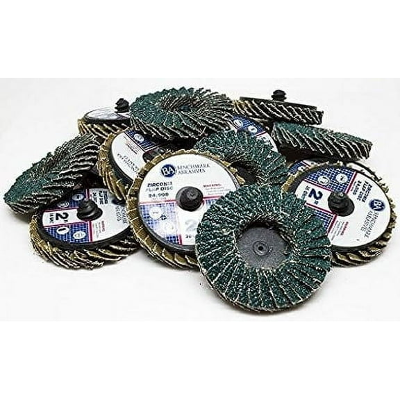 Benchmark Abrasives 2" Quick Change Zirconia Flap Disc Grinding Wheel with Male R-Type Back Design (10Pack) - 120 Grit