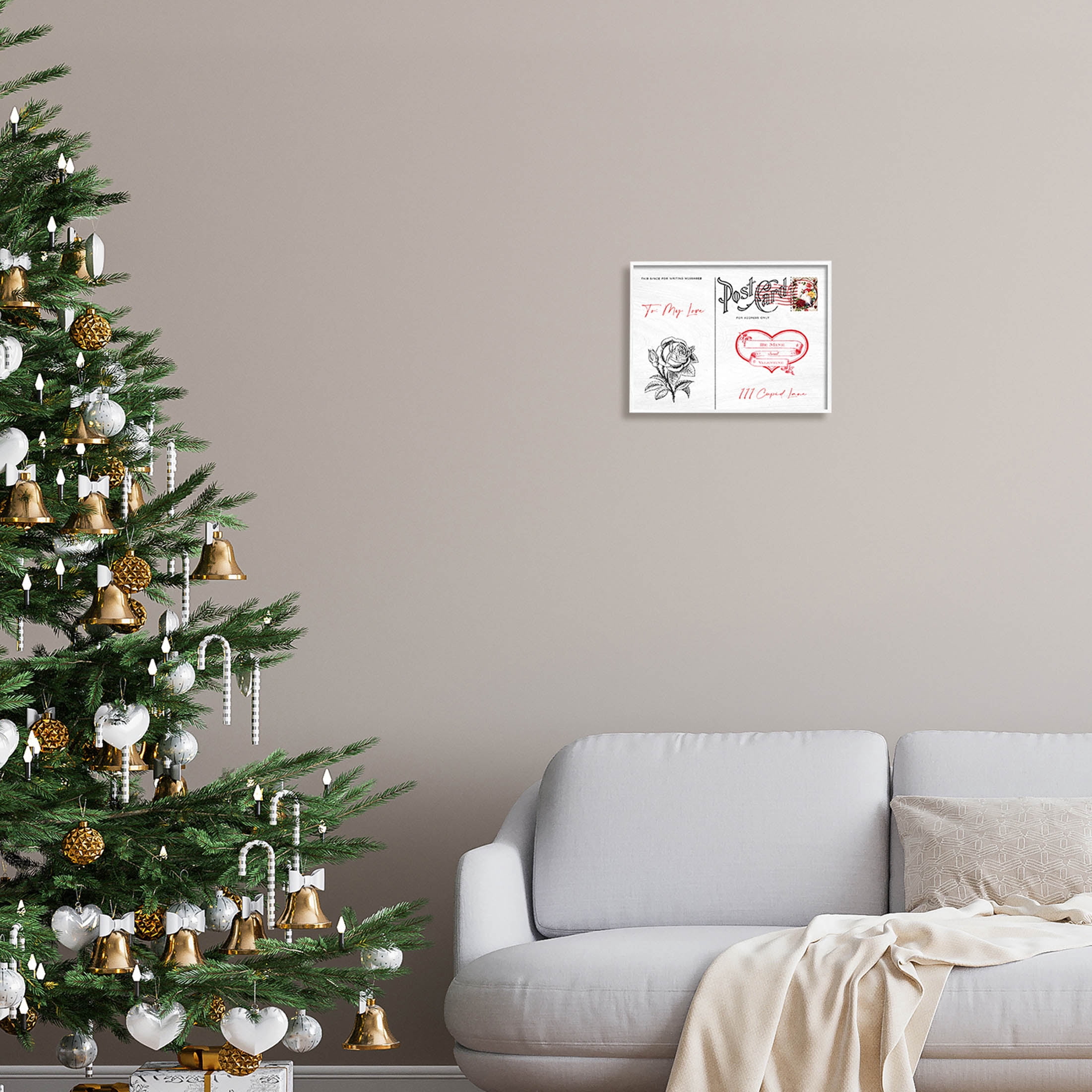 Stupell Industries To My Love Valentines Postcard Graphic Art White Framed Art Print Wall Art, Design by Lil' Rue