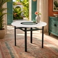 thumbnail image 3 of 5-Piece Dining Set With 42" Round Table and 4 White PU Chairs for Dining Room, 3 of 8