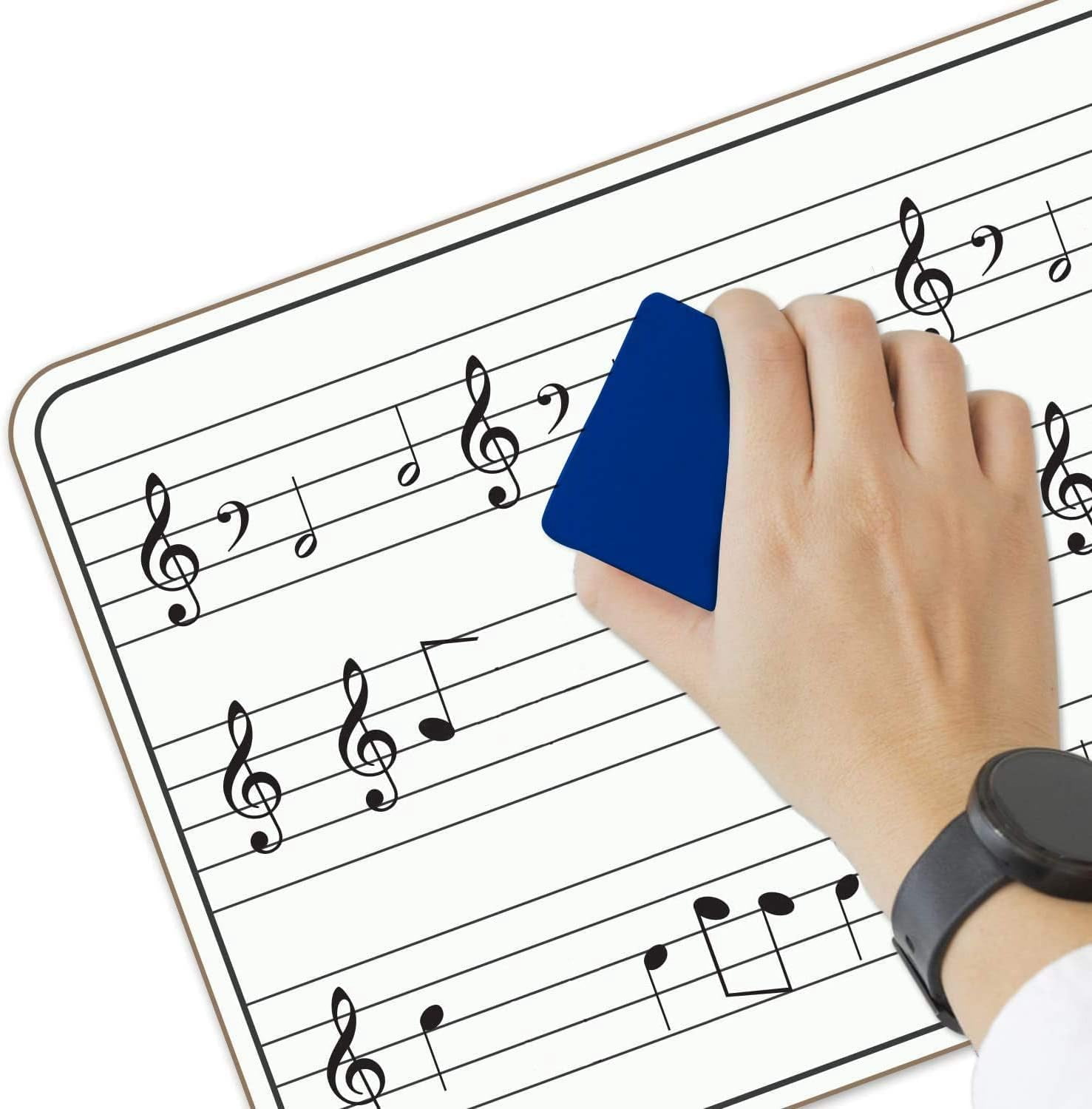 Scribbledo Double Sided Dry Erase Board Music Staff Whiteboard with Erasers, 9” x 12”, 5-Pack
