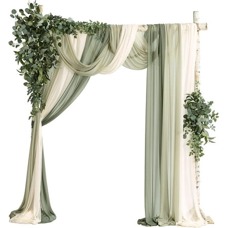 

BBDHDGERO Ling s Moment Artificial Wedding Arch Greenery Kit (Pack of 5) - 2pcs Aobor Greenery Arrangement with 3pcs Drapes for Ceremony and Reception Backdrop Decoration
