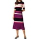 thumbnail image 1 of INSPIRE CHIC Vestidos de punto a rayas para mujer, vestido de suéter midi de manga corta L color rosa fuerte, 1 of 6