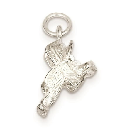 Sterling Silver 3-D Saddle Solid & Polished Charm Pendant 16mmx11mm