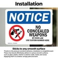 thumbnail image 3 of (2 Pack) No Concealed Weapons OSHA Notice Sign 18 Inch X 12 Inch Vinyl Label Decal Sticker Weather Resistant, UV Protected for Workplace, Business, and Construction Site, Made in the, 3 of 7