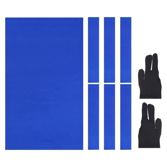 Uxcell 7ft Billiard Cloth Pool Table Felt Kit with 6 Cloth Strips and 2 Gloves Fit for Home Clubs Bars Indoor Sports Games, Blue