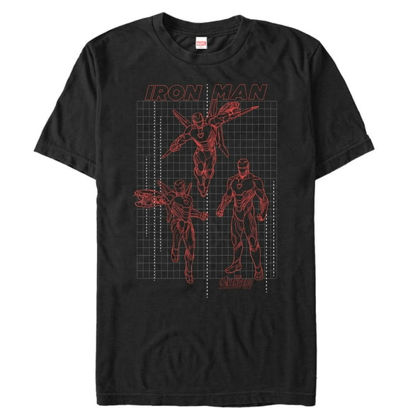 Men's Marvel Avengers: Avengers: Infinity War Iron Man Grid  Graphic Tee Black 2X Large