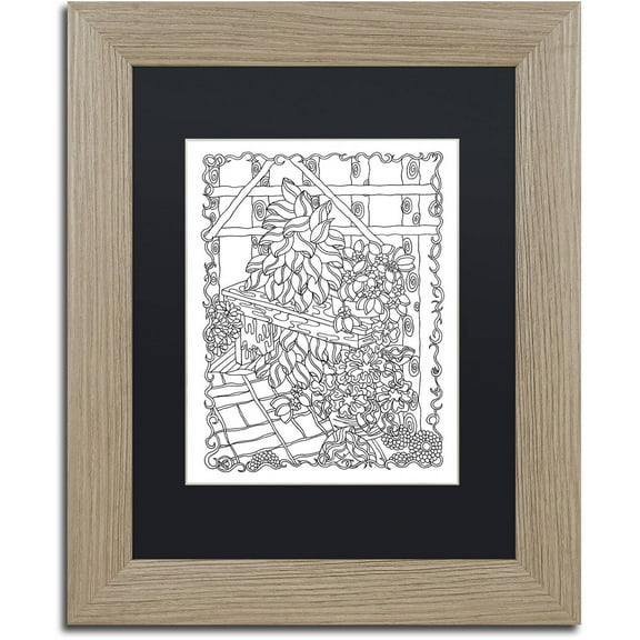 Trademark Fine Art "Garden Bench" Canvas Art by Kathy G. Ahrens, Black Matte, Birch Frame