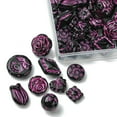thumbnail image 3 of 9 Style Opaque Acrylic Beads Flower Black 9~18x10.5~16.5x3.5~14.5mm Hole: 1.5~2mm, 3 of 7