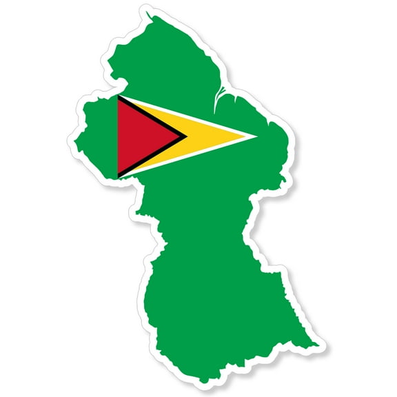Guyana World Country Flag Map Vinyl Sticker Decal 4" Inches