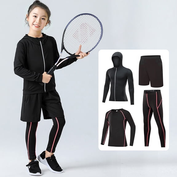 Boys Outfits&Sets Athletic Compression Thermal Underwear Set for Running with Tights and Shirts - for Active Young Boys