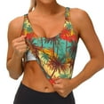 thumbnail image 4 of Haiem Colorful Hawaii Palms Pattern Womens Sports Bra - U Neck Padded Low Impact Yoga Bra Workout Crop Top Gym Moisture-Wicking Workout Vest -, 4 of 9