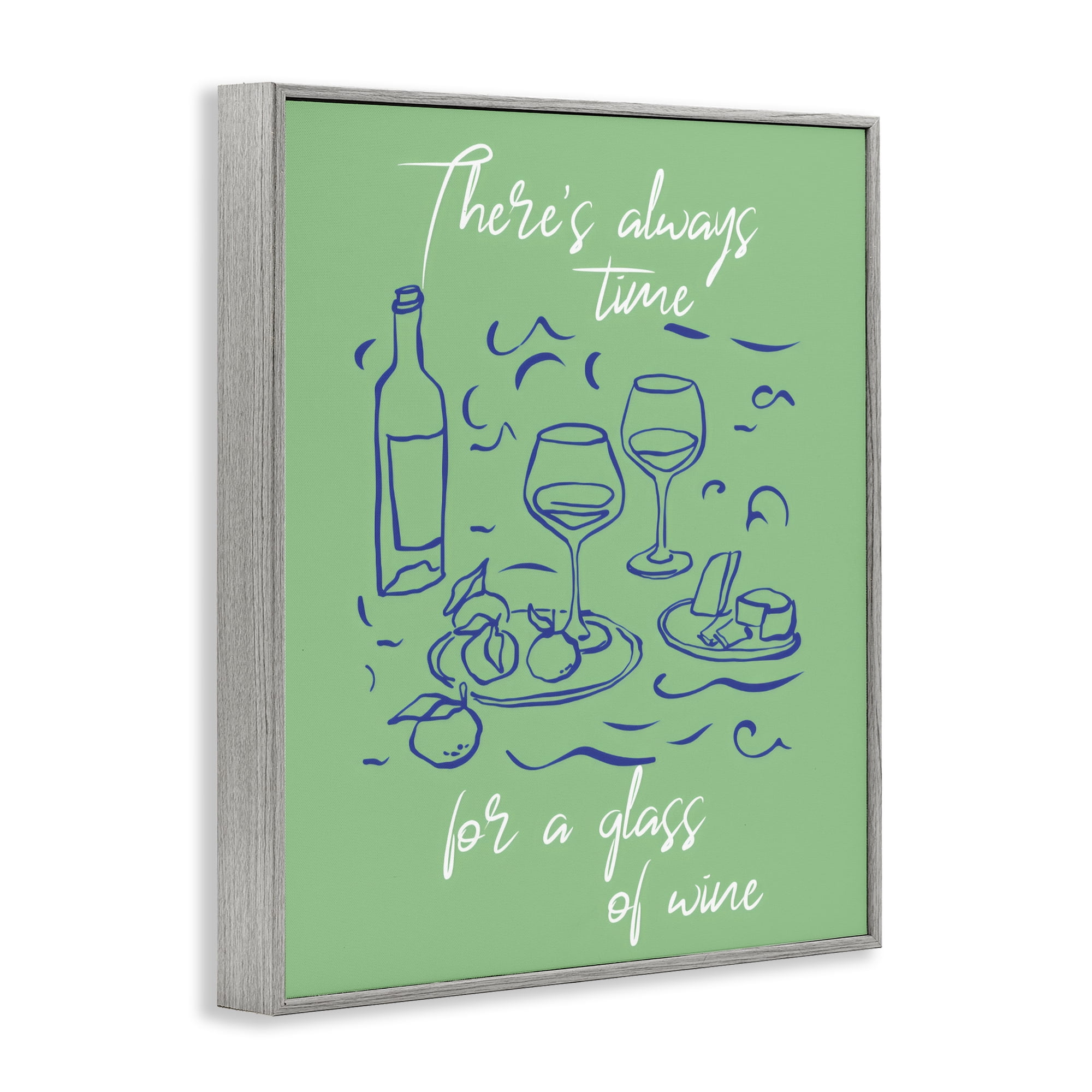 Stupell Industries Always Time For Glass Of Wine Gray Framed Giclee Art, design by The Prints Vibe
