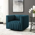thumbnail image 5 of Tufted Armchair Accent Chair, Fabric, Navy Blue, Modern Contemporary Urban Design, Living Lounge Room Hotel Lobby Hospitality, 5 of 10