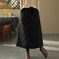 thumbnail image 5 of KHONTS Women's Puffer Quilted Skirt Winter Insulated Warm High Waist Front Split Long down Skirt with Pockets Black L, 5 of 6