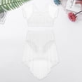 thumbnail image 3 of Yartina Kids Girls Splice Cap Sleeves Crop Top with Mesh High Low Skirt Outfits Set Ballet Modern White 14, 3 of 7