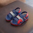 thumbnail image 2 of Walking Sandals Boys Girls Faux Leather Anti-Slip Adjustable Buckle Comfortable Beach Sandals Open Toe Low Heel Red 28(28), 2 of 9