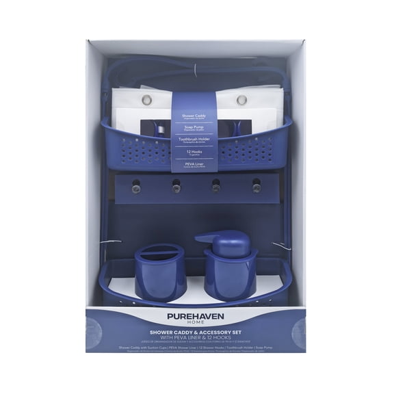 Purehaven Home Shower Caddy and Bath Accessory Set, Purple