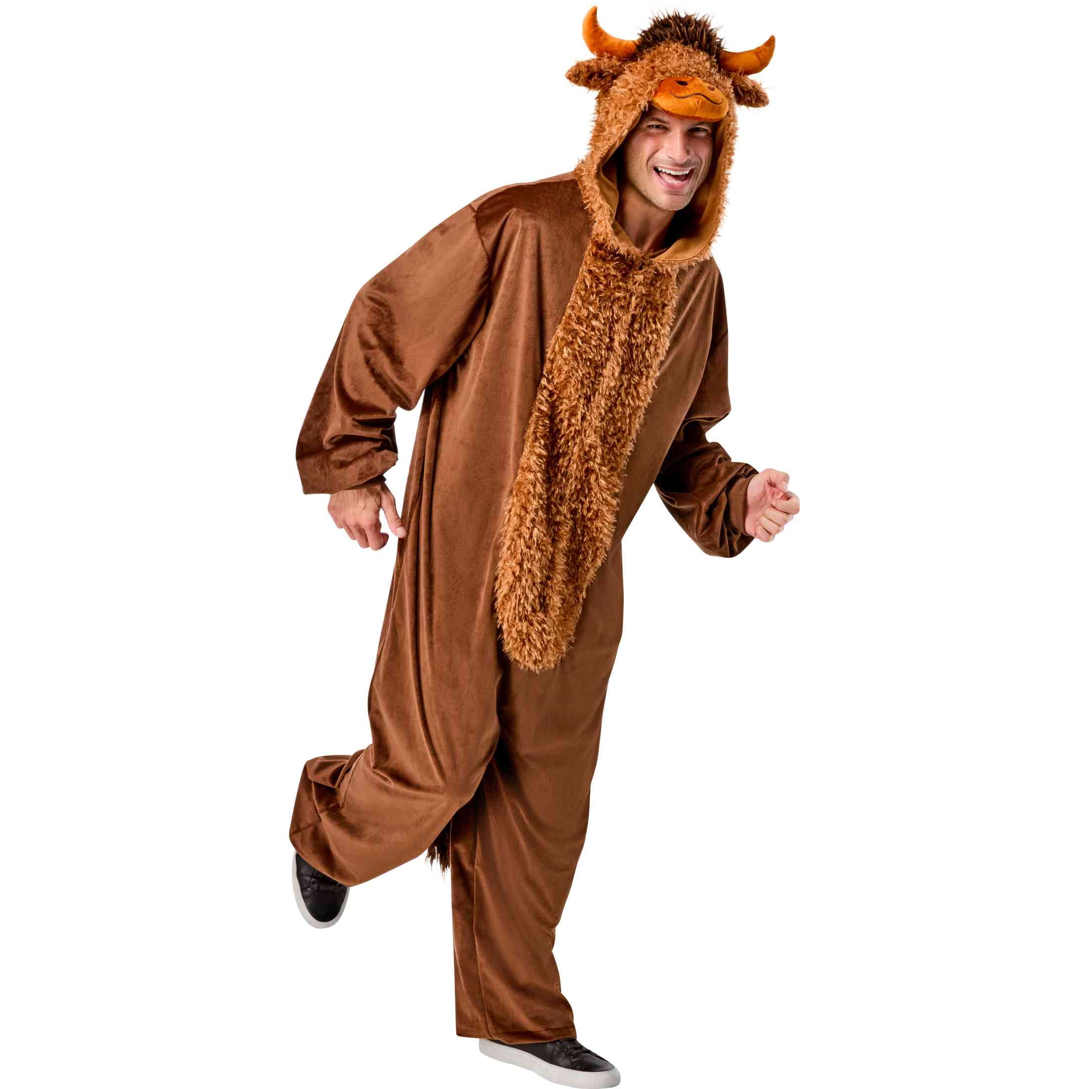 Highland Cow Jumpsuit Halloween Costume for Adults, Unisex Adult Size L (36/42), by Way to Celebrate