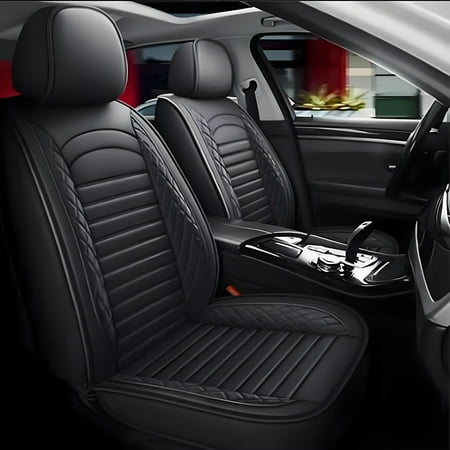 wrwolf universal suv sedan truck crew cab car 5-seat covers front & rear full set pu leather breathable waterproof seat cushion protector black