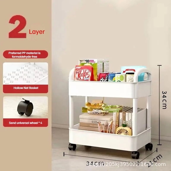 Trolley Storage Rack Kitchen Furniture Floor Multi-layer Snacks Baby Living Room Bedroom Bathroom Mobile Storage Rack Trolleys