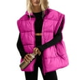 thumbnail image 2 of YDFCWXW Womens Oversized Puffer Vest Stand Collar Full Zip Sleeveless Bubble Puffer Vest Quilted Padded Warm Coat Outwear Hot Pink, L, 2 of 6