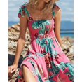 thumbnail image 2 of Brewee Robe Boho à Imprimé Floral d'Été 2024 pour Femmes, Bretelles Spaghetti, Volants, Ligne A, Longue Robe Maxi de Plage, 2 of 6