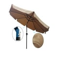thumbnail image 5 of 10ft Heavy-Duty Round Outdoor Market Patio Umbrella w/Steel Pole, Push Button Tilt, Easy Crank Lift - Brown, 5 of 5