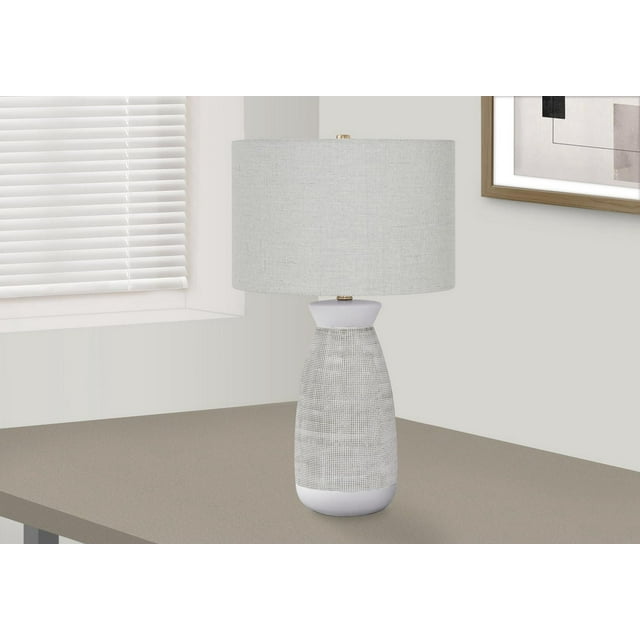 Monarch Specialties Lighting, 27"h, Table Lamp, Grey Ceramic, Grey Shade, Contemporary