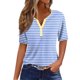 thumbnail image 2 of Fiudx Ofertas y Liquidaciones Blusa de Manga Corta con Estampado de Rayas a La Moda para Mujer, Camiseta con Cuello En V, Tops Informales con Botones, 2 of 5