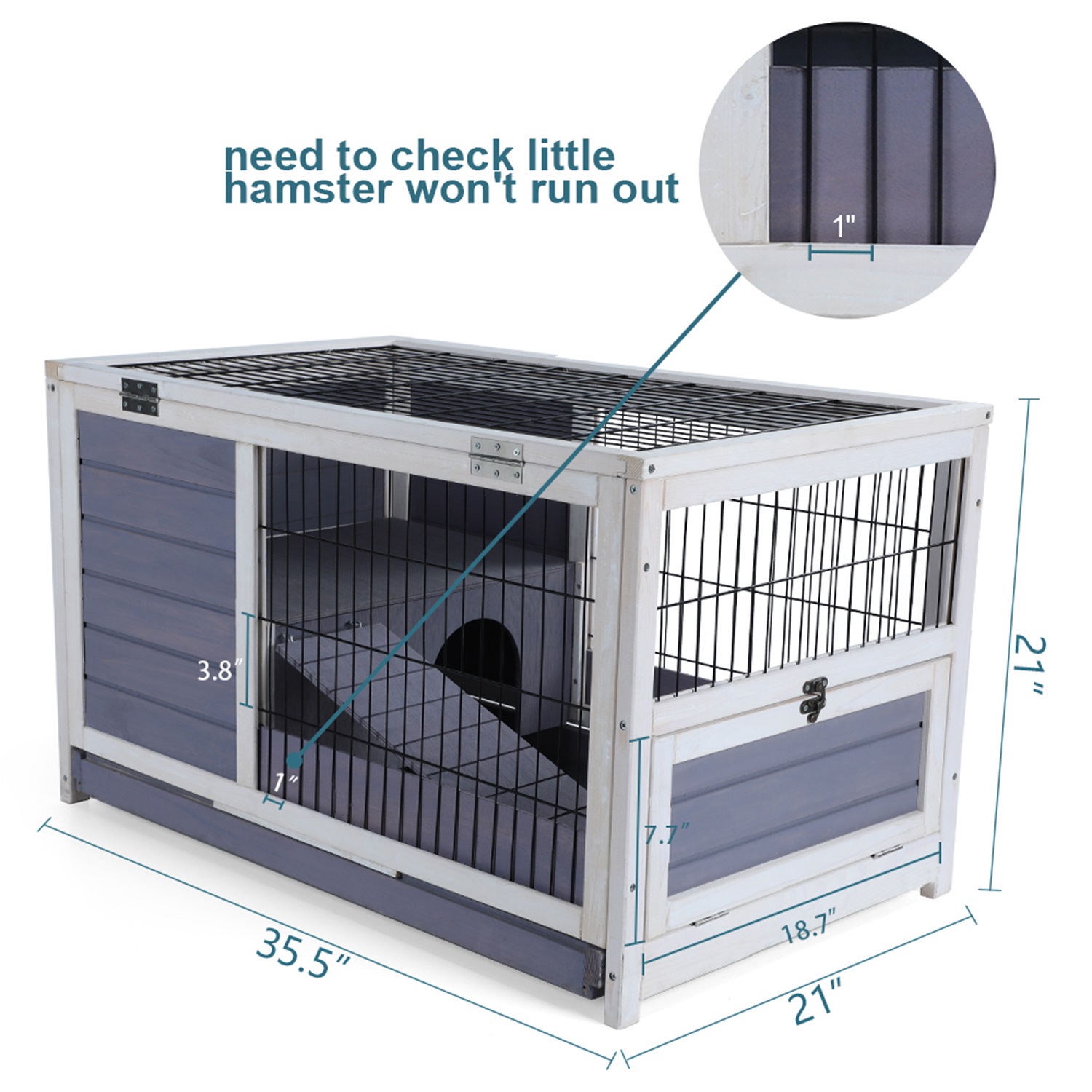 Pefilos 35" Wood Rabbit Hutch with Run Bunny Hutch for Indoor, Guinea Pig House, Gray Pefilos 35" Wood Rabbit Hutch with Run Bunny Hutch for Indoor, Guinea Pig House, Gray