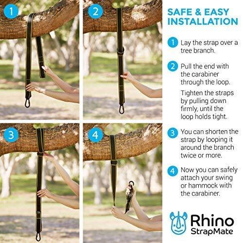 SMAID Tree Swing Hanging Straps Kit Holds 3000 lbs 10ft Extra Long,2 Tree Swing Straps+2 Heavy Duty Screw Lock Carabiners+2 Tree Protectors+Swivel Fits Fast & Easy Way to Hang Any Swing or Hammock……… 