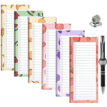 sixwipe 6 Pack 300 Sheets Magnetic Notepads for Refrigerator with Pen Holder, Bleed Resistant Paper,Flat Writing Surface with Clear Checklist Layout for Home & Office Organization