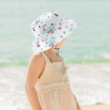 

Hunpta Hats For Kids Adjustable Chin Strap Sun Protection Hats Summer Spring Sun Hat Cute Cartoon Outdoor Beach Bucket Cap