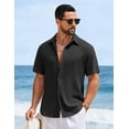 thumbnail image 2 of COOFANDY Mens Short Sleeve Casual Shirts Button Down Striped Summer Shirts Textured Vacation Beach Shirt, 2 of 6