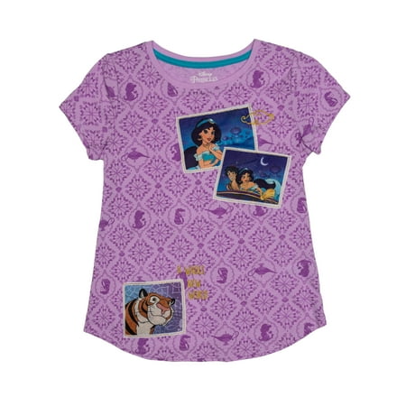 Classic Jasmine and Aladdin Embroidered Applique Graphic T-Shirt (Little Girls & Big Girls)