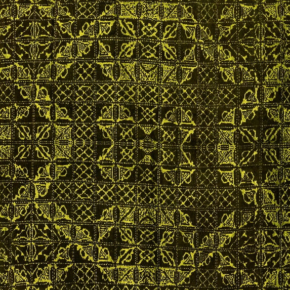 Ahgly Company Machine Washable Indoor Square Abstract Yellow Modern Area Rugs, 3' Square