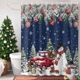 thumbnail image 4 of Shower Curtain 72"W x 84"L Snowman Christmas Trees Pine Leaves Blue Fabric Shower Curtains Set with Hooks Water Repellent Bathroom Curtains Machine Washable Bathroom Accessories, 4 of 9