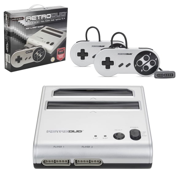 Retro-Bit RetroDuo 2 In 1 System For SNES And Nintendo NES Games Silver/Black