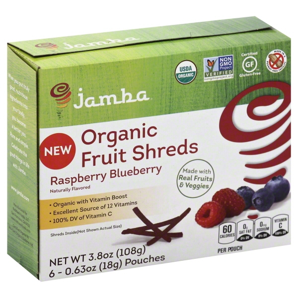 Jamba Organic Raspberry Blueberry Fruit Bites, 0.63 Oz., 6 Count