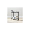 thumbnail image 2 of mDesign Metal Rectangle Rolling Food and Beverage Bar Cart with Glass Shelves, Black, 2 of 8