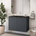 thumbnail image 2 of Sink Vanity Cabinet, Wall Mount, Grey Gray Black, Ceramic, Melamine, Modern Contemporary, Hotel Bedroom Bathroom Master Suite Guest, 2 of 9