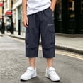 thumbnail image 2 of Nilvkv Boys Cargo Pants, Boys Pants, Solid Color Cropped Joggers in Relaxed Fit with Side Pockets, cool choice for Outdoor Wear Blue 12-13 Years, 2 of 8